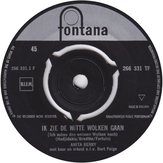 Anita Berry - Ik Zie de Witte Wolken Gaan 00551 Vinyl Singles VINYLSINGLES.NL